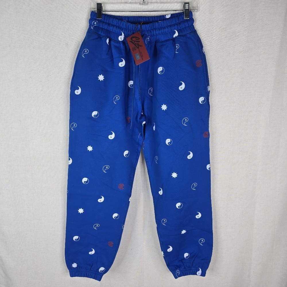 New Clot Mens Medium Blue Jogger Ying Yang Sweatpants